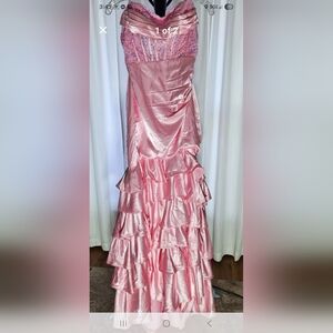 Elegant Pink Ruffled Gown